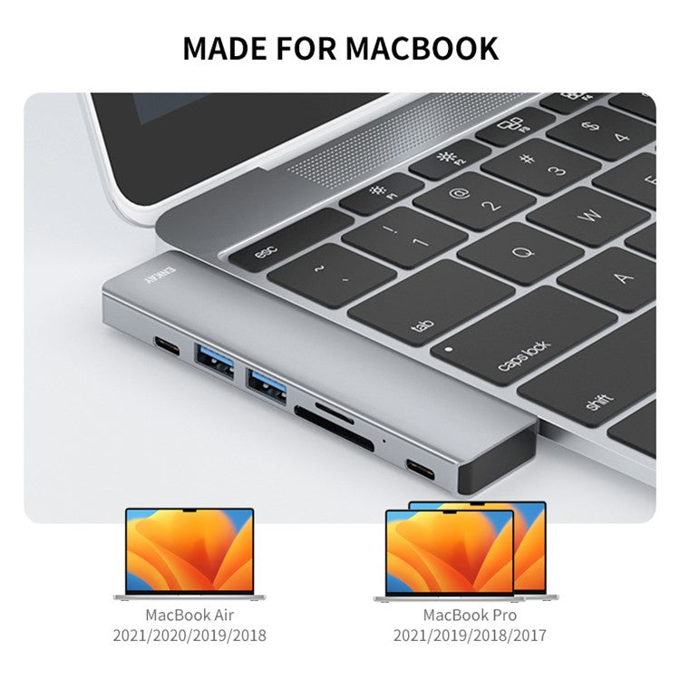 ENKAY HAT PRINCE Type-C Hub to HD 4K Adapter with USB-C USB3.0 TF SD Card Reader Slot PD Fast Charging for MacBook Computer