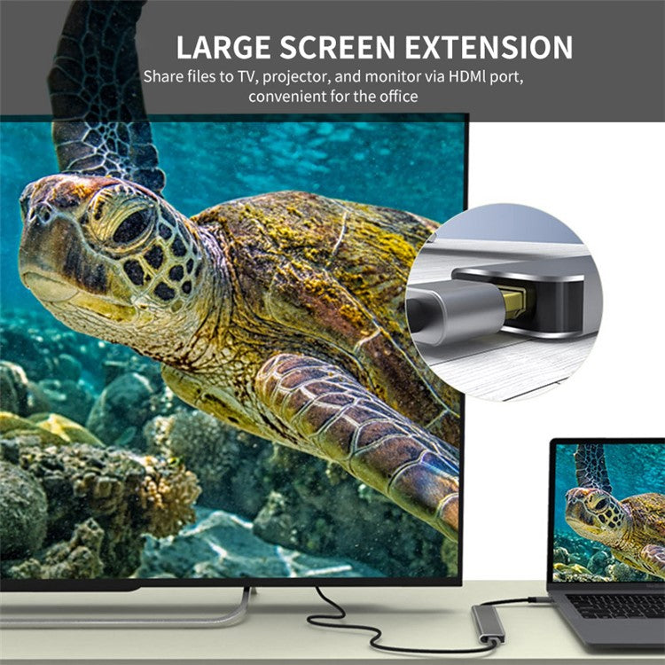 ENKAY HAT PRINCE 5-in-1 Type-C Hub to 4K HD Video Output+3xUSB3.0+PD Fast Charging USB-C Dock Station for Laptop PC