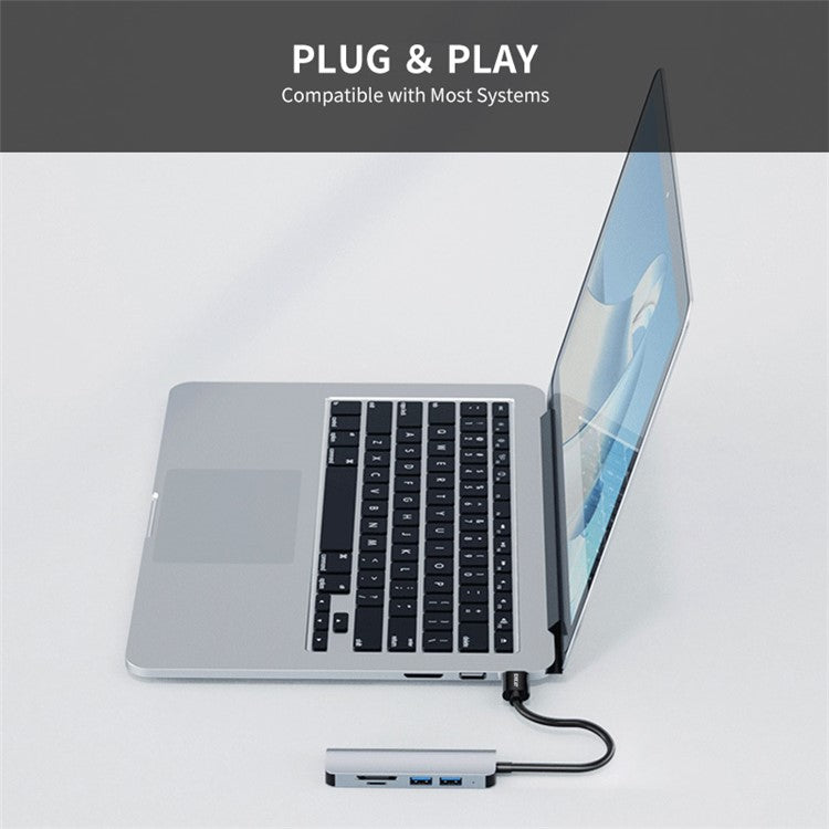 ENKAY HAT PRINCE 5-in-1 USB Hub Multi-Port Adapter Converter to USB3.0 + 2xUSB2.0 + SD / TF Card Reader for Extended Monitor PC Laptop Desktop