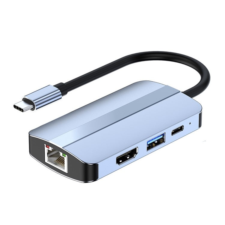 JUNSUNMAY JSM-HUB003 Type-C Hub Adapter 6-in-1 USB-C Docking Station Splitter Support 4K HD Video, 100Mbps, 87W PD Charging Converter