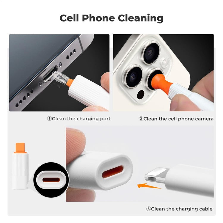 Q6C Multi-Functional Cell Phone Cleaning Brush Set for Laptops, Cameras, Bluetooth Earbuds, and Keyboards