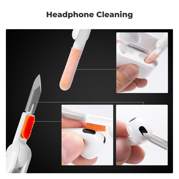 Q6C Multi-Functional Cell Phone Cleaning Brush Set for Laptops, Cameras, Bluetooth Earbuds, and Keyboards