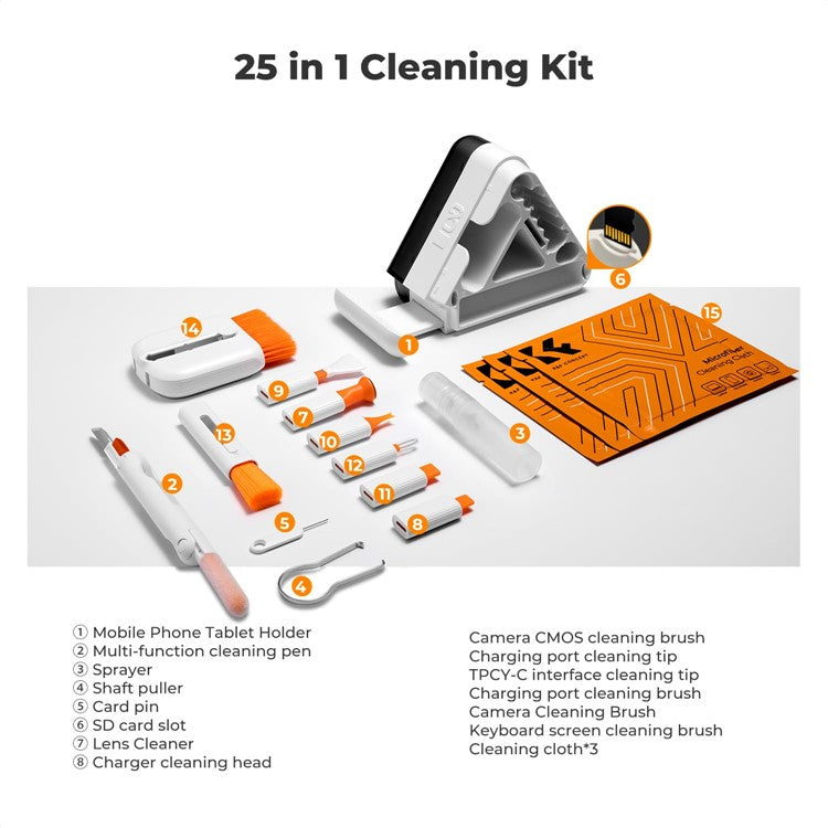 Q6C Multi-Functional Cell Phone Cleaning Brush Set for Laptops, Cameras, Bluetooth Earbuds, and Keyboards