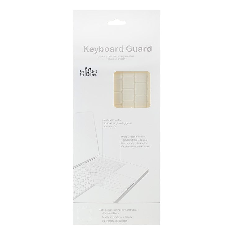Ultra-thin Clear Keyboard Cover Soft TPU Keyboard Protector for EU Version MacBook Pro 14.2'' (A2442) / Pro 16.2'' (A2485)