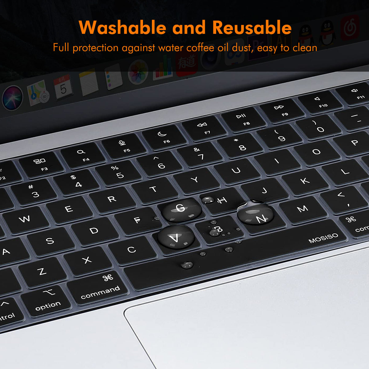 MacBook Pro 14.2 / Pro 16.2 / Air 13.6 / Air 15.3 ENKAY US Version Keyboard Cover Soft Silicone Protective Film - Black
