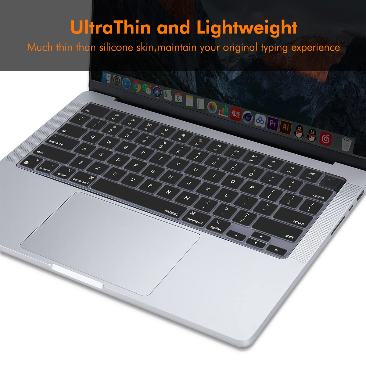 MacBook Pro 14.2 / Pro 16.2 / Air 13.6 / Air 15.3 ENKAY US Version Keyboard Cover Soft Silicone Protective Film - Black