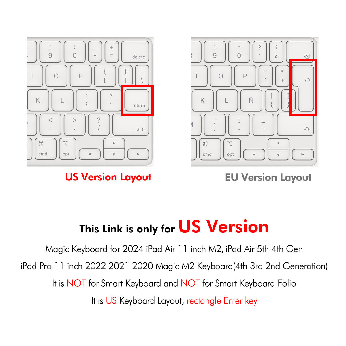 iPad Air 11 (2024) / iPad Pro 11 (2022/2021/2020) / iPad Air (2022/2020) ENKAY US Version Magic Keyboard Cover Soft TPU Protective Film - Transparent