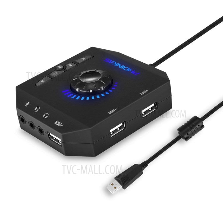 PHOINIKAS T10 Multi-function External Sound Card Independent Drive-free Computer Converter Hub