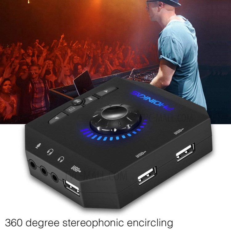 PHOINIKAS T10 Multi-function External Sound Card Independent Drive-free Computer Converter Hub