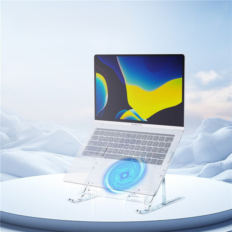 R-JUST HZ44 Foldable Height Adjustable Laptop Cooling Fan Base Metal Notebook Cooler Stand - Silver