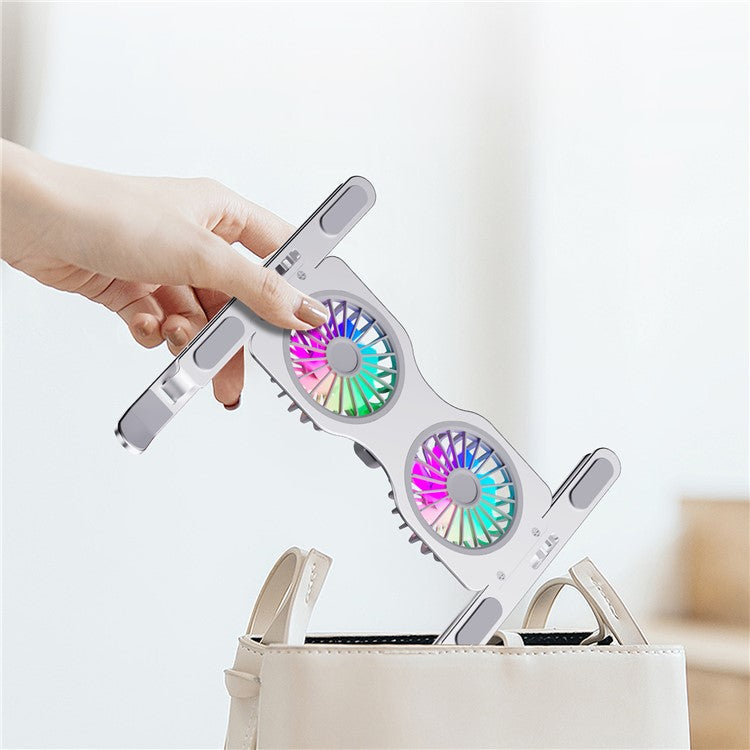 R-JUST HZ45 Foldable Height Adjustable Dual Fan Laptop Cooling Stand Notebook Metal Cooler - Silver