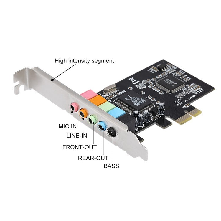 PCIe 5.1 Channels Sound Card CMI8738 Chip PCI Express Surround 3D Audio Card for Computer