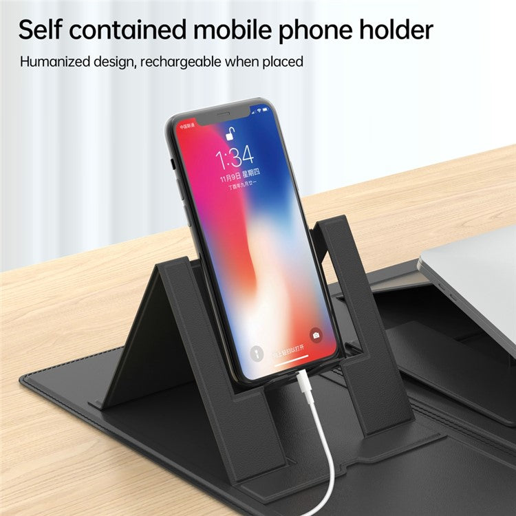 Multifunction Desk Mat PU Leather Laptop Riser Phone Book Holder Stand Waterproof Table Placemat Mouse Pad