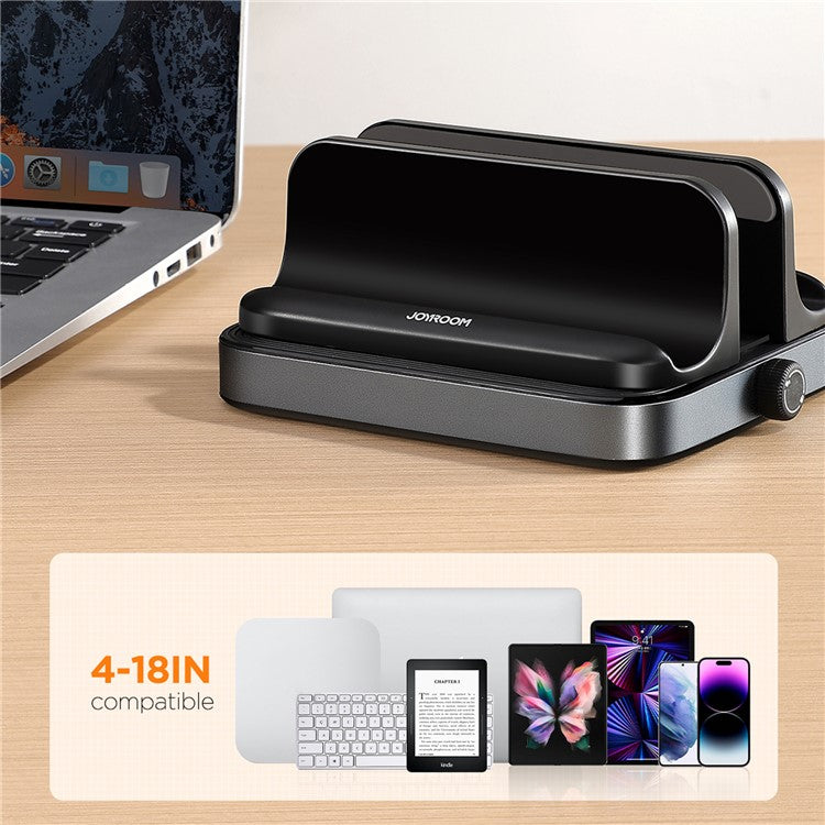 JOYROOM JR-ZS374 Vertical Laptop Stand Adjustable Laptop Holder PC Desk Supports for 10-18 inch Laptop - Black