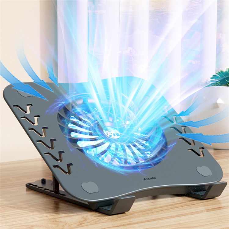 AZEADA AZ-X02 Folding Notebook Cooling Pad 7 Height Adjustable Laptop Tablets Stand with Cooling Fan - Grey