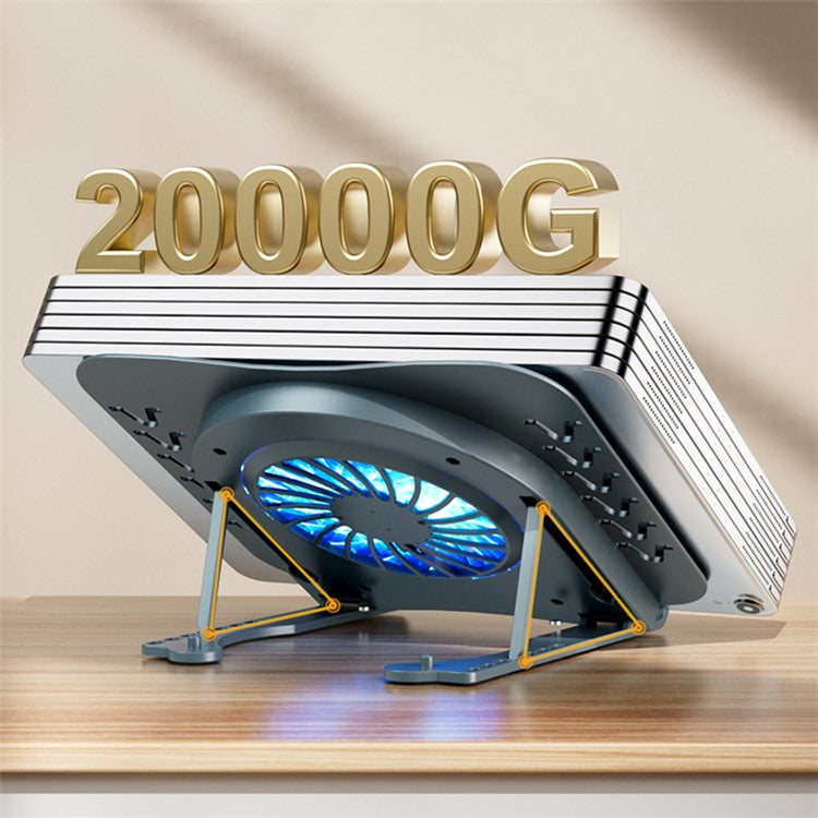 AZEADA AZ-X02 Folding Notebook Cooling Pad 7 Height Adjustable Laptop Tablets Stand with Cooling Fan - Grey