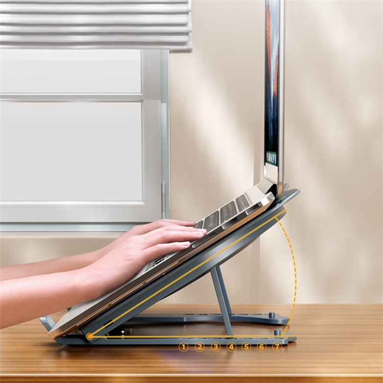 AZEADA AZ-X02 Folding Notebook Cooling Pad 7 Height Adjustable Laptop Tablets Stand with Cooling Fan - Grey