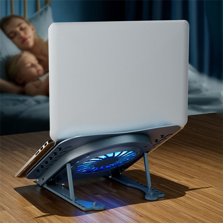 AZEADA AZ-X02 Folding Notebook Cooling Pad 7 Height Adjustable Laptop Tablets Stand with Cooling Fan - Grey