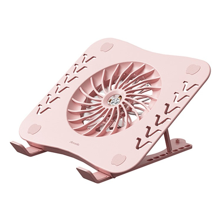 AZEADA AZ-X02 Folding Notebook Cooling Pad 7 Height Adjustable Laptop Tablets Stand with Cooling Fan - Pink