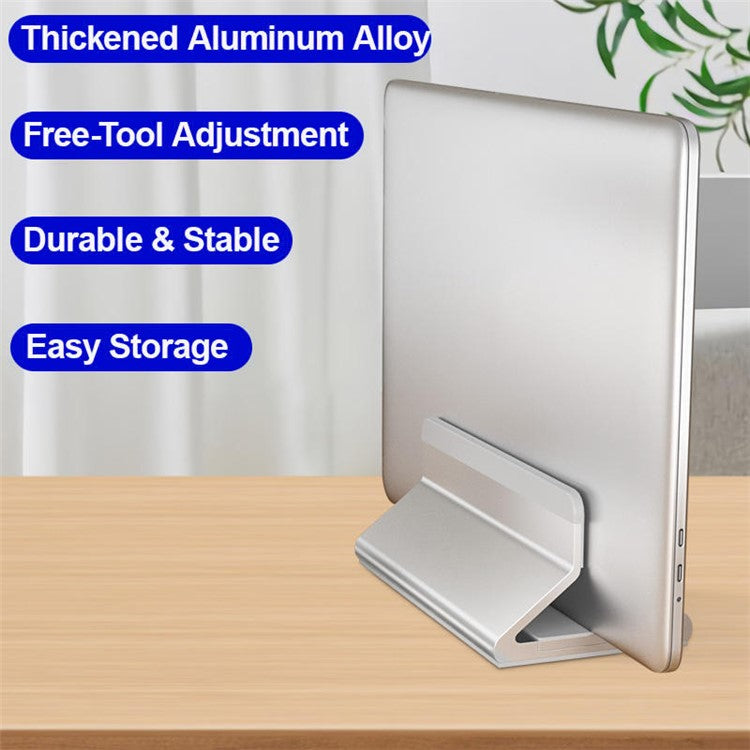 C4 Adjustable Width Single Slot Storage Base for Notebooks and Tablets Aluminum Alloy Desk Stand - Silver