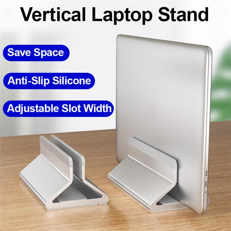 C4 Adjustable Width Single Slot Storage Base for Notebooks and Tablets Aluminum Alloy Desk Stand - Black