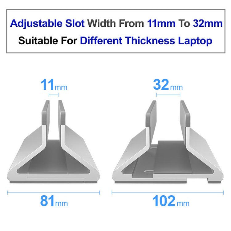 C4 Adjustable Width Single Slot Storage Base for Notebooks and Tablets Aluminum Alloy Desk Stand - Black