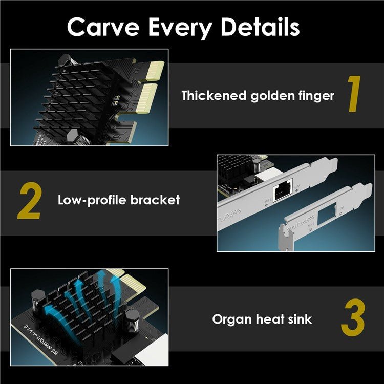 WAVLINK NWP001 1Gbps Pcie Network Card RTL8111H Chip Ethernet Adapter for Windows XP Vista