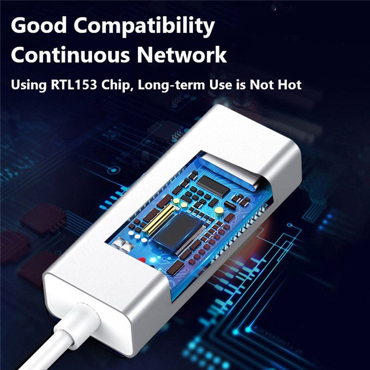 0352B 1000Mbps Type-C to RJ45 Lan Adapter Ethernet Network Card with LED Indicator - Grey