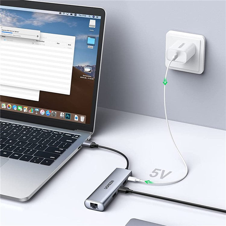 UGREEN 20915 USB Hub 3-Port USB 3.0 Hub 5V Power Port with RJ45 10/100/1000 Gigabit Ethernet Adapter Converter LAN Wired USB Network Adapter