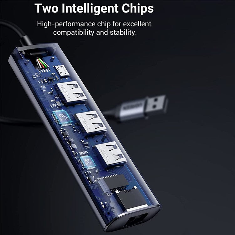 UGREEN 20915 USB Hub 3-Port USB 3.0 Hub 5V Power Port with RJ45 10/100/1000 Gigabit Ethernet Adapter Converter LAN Wired USB Network Adapter