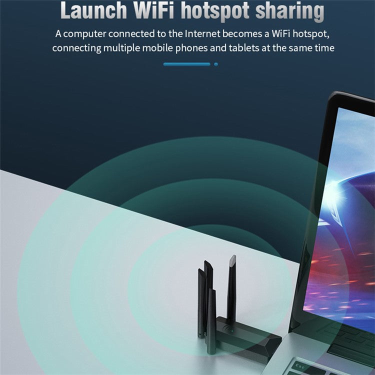 A07 Dual-Band 2.4G / 5G Driver-Free Wireless Network Adapter USB3.0 High-Speed Wireless Adapter 4-Antennas Computer Network Card