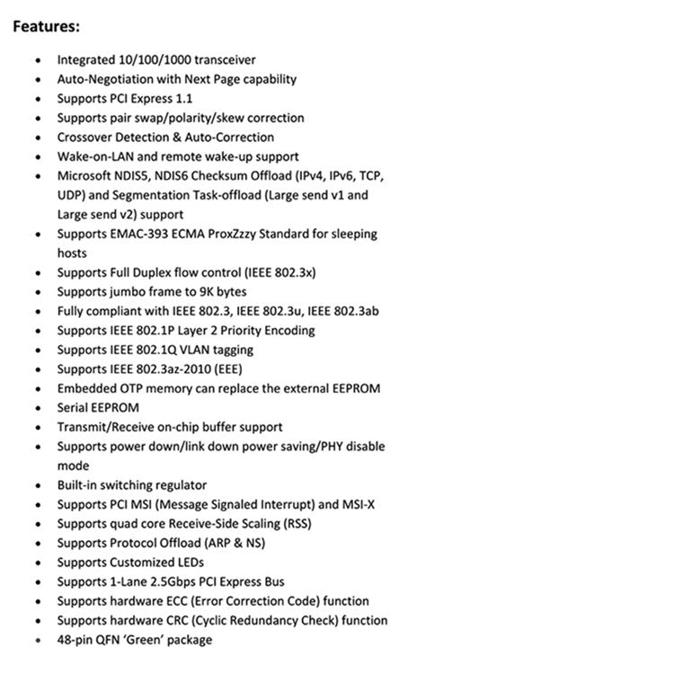 TXA059 Realtek RTL8111E Network Card Desktop PC 1000Mbps PCIE Gigabit Network Card