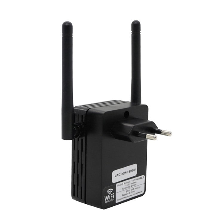 300Mbps Wireless N Range Extender 2 Port WiFi Repeater Router Signal Booster Extender Signal Amplifier for Home Travel - Black/EU Plug
