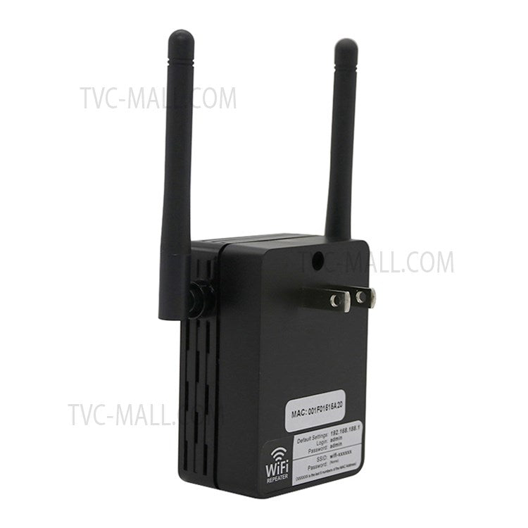 300Mbps Wireless N Range Extender 2 Port WiFi Repeater Router Signal Booster Extender Signal Amplifier for Home Travel - Black/US Plug
