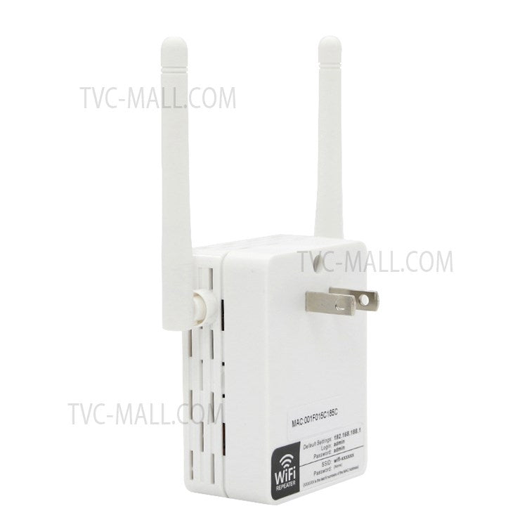 300Mbps Wireless N Range Extender 2 Port WiFi Repeater Router Signal Booster Extender Signal Amplifier for Home Travel - White/US Plug