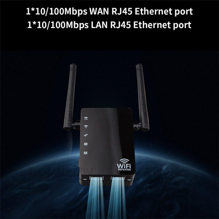 300Mbps Wireless N Range Extender 2 Port WiFi Repeater Router Signal Booster Extender Signal Amplifier for Home Travel - White/US Plug