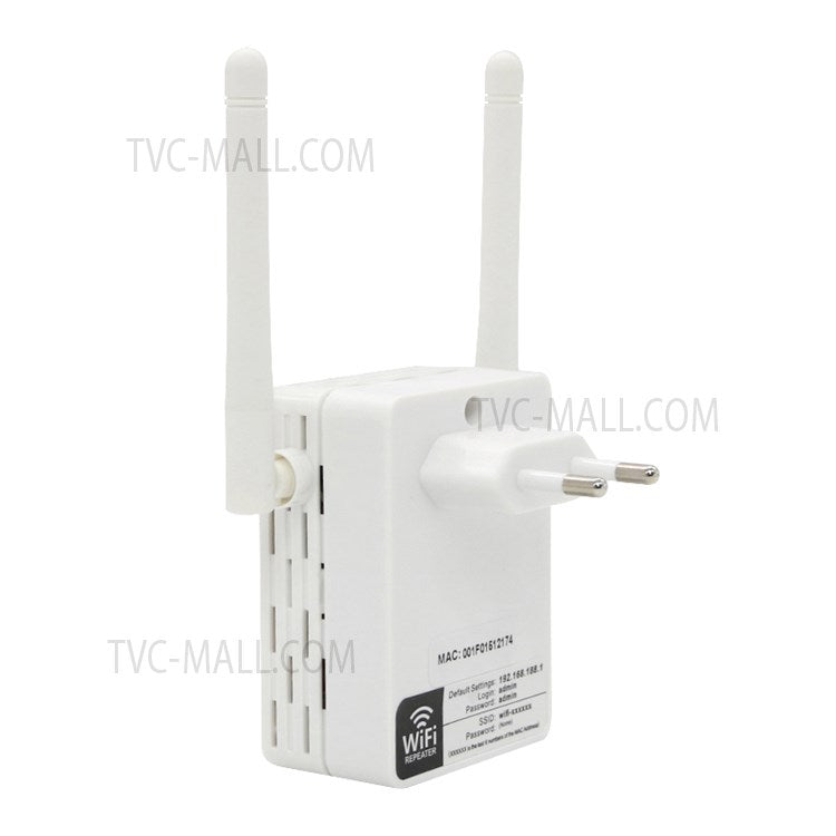 300Mbps Wireless N Range Extender 2 Port WiFi Repeater Router Signal Booster Extender Signal Amplifier for Home Travel - White/EU Plug