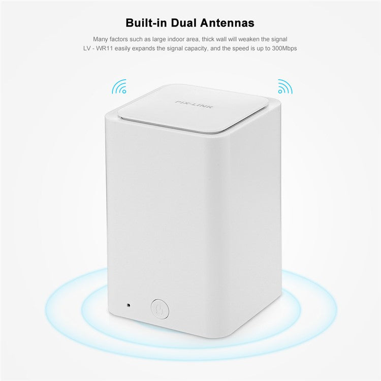 PIX-LINK Compact Size WiFi Extender WiFi Booster Indoor WiFi Signal Booster 300Mbps WiFi Amplifier Long Range Wireless Repeater - EU Plug