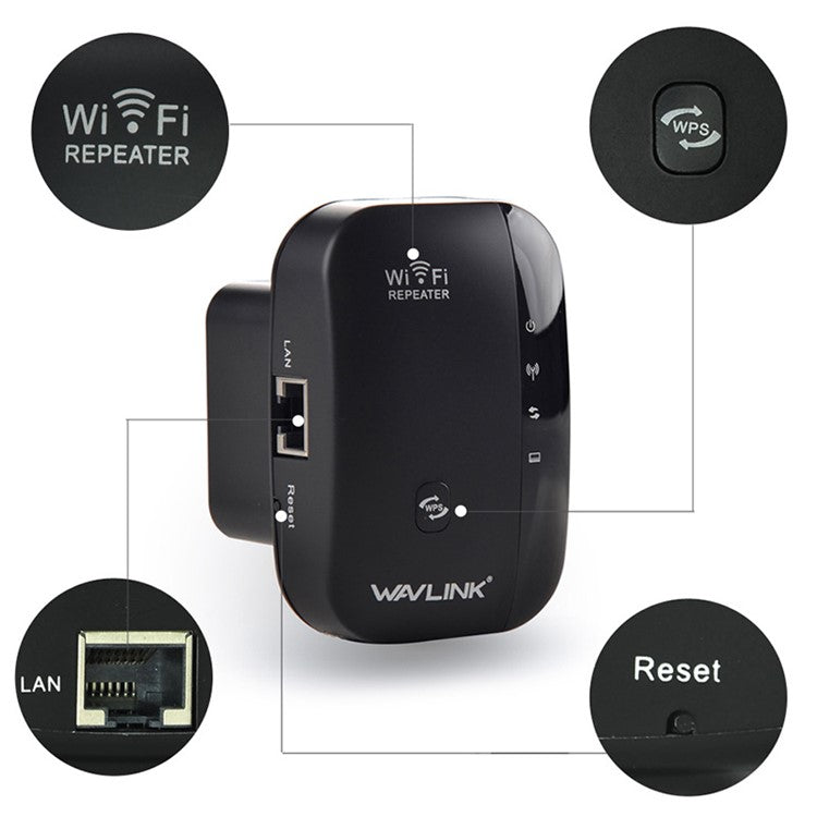 WAVLINK WN560N2 WPS Protection Amplifier WiFi Repeater 2.4G N300 WiFi Extension Repeater with 3dBi Internal Antenna - US Plug