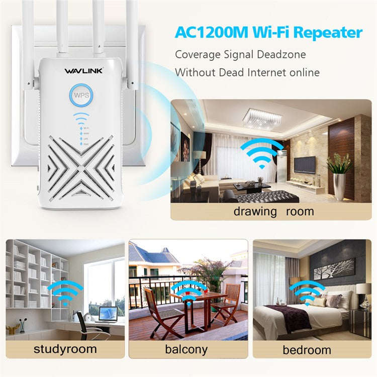 WAVLINK WN579X3 AC1200 Wireless Router 2.4G / 5G Dual Band WiFi Repeater with 4x 5dBi Antennas - US Plug