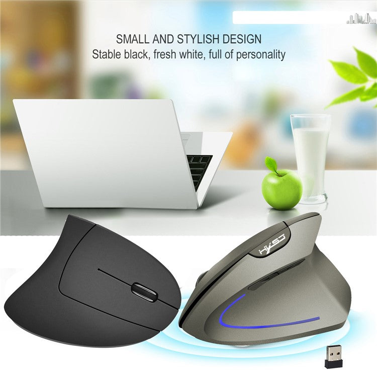 HXSJ T22 Wireless Mouse Ergonomic Optical 2.4G 2400DPI Gaming Mouse with USB Receiver - Black