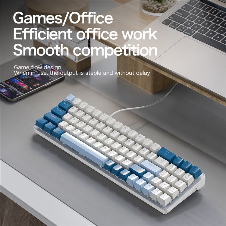 ZIYOULANG K65 78 Keys Hot Swappable Mechanical Keyboard RGB Light USB Wired Keyboard - Blue+Red Switch