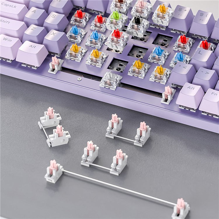 ZIYOULANG K65 78 Keys Hot Swappable Mechanical Keyboard RGB Light USB Wired Keyboard - Purple+Blue Switch
