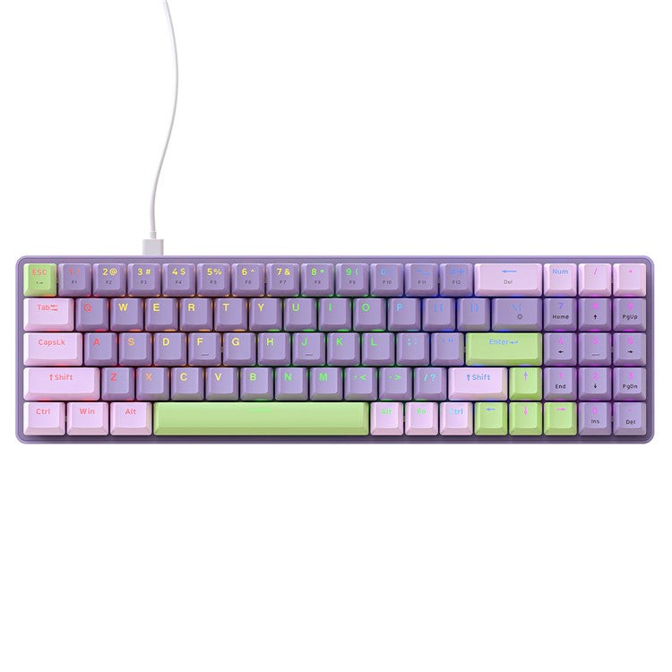 ZIYOULANG K65 78 Keys Hot Swappable Mechanical Keyboard RGB Light USB Wired Keyboard - Purple+Red Switch