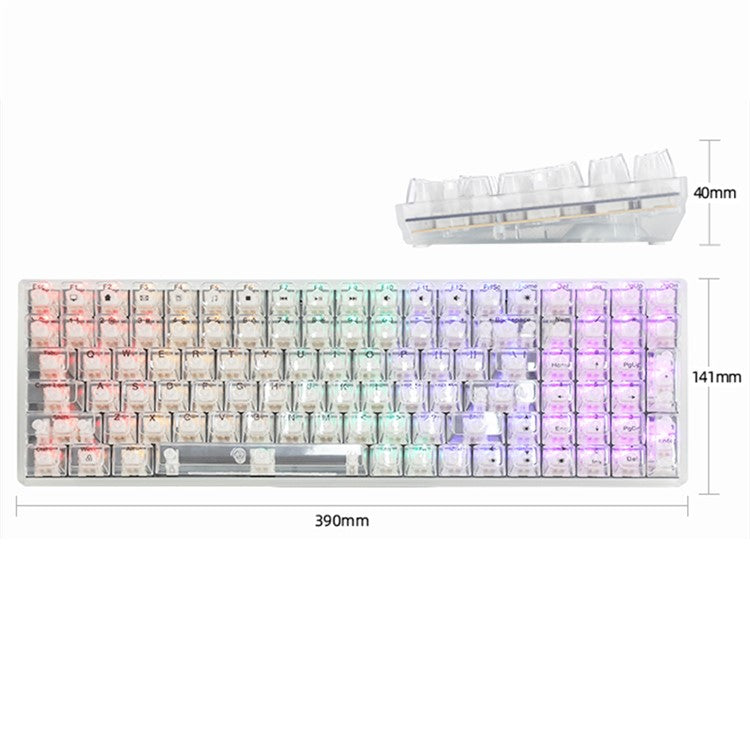 Y-FRUITFUL K10 Mechanical 100-Key Type-C Wired Keyboard with Clear Keycap - Transparent White