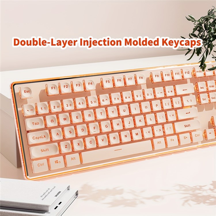 EWEADN V3 Home Office Computer Laptop Mute Keyboard USB Wired Backlit Keyboard - White