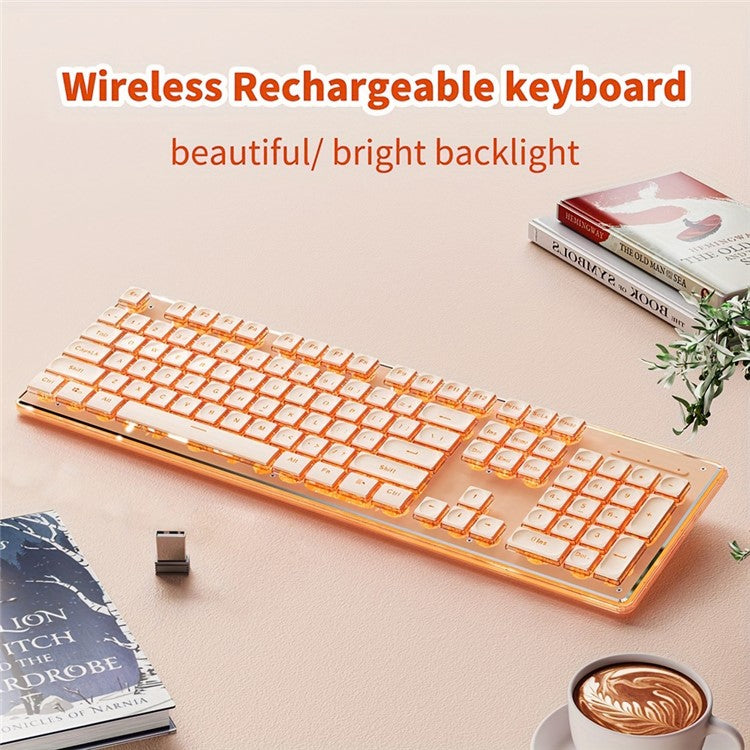 EWEADN V3 Home Office Computer Laptop Mute Keyboard USB Wired Backlit Keyboard - White