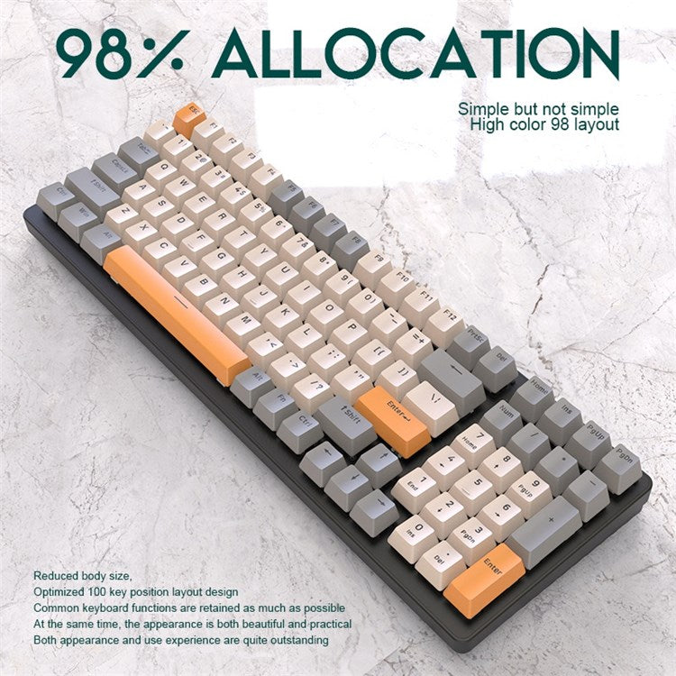 FREE WOLF K3 Mechanical Keyboard 100-Key Gaming Keyboard with Colorful Light Effects for Office Home Computers Laptops - Green/Red Switch