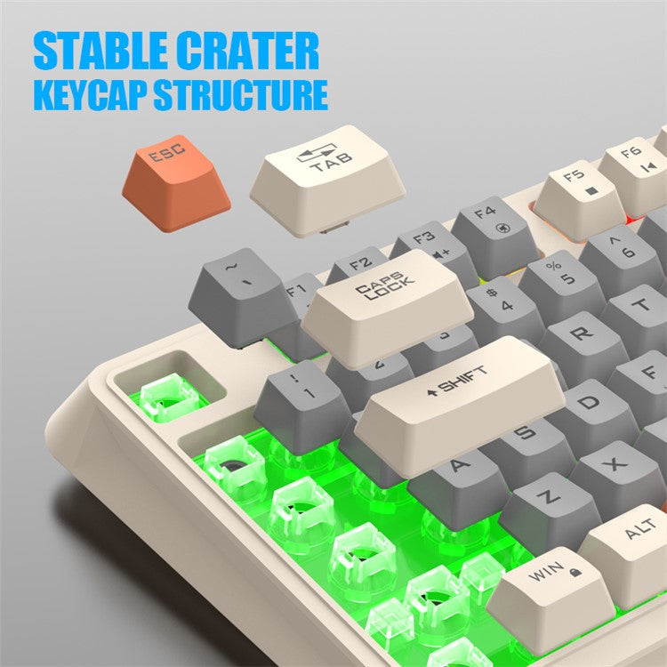 XUNFOX K82 94 Keys Gaming Wired Keyboard Mixed Color Backlit USB Keyboard with Kickstand - Slight Light
