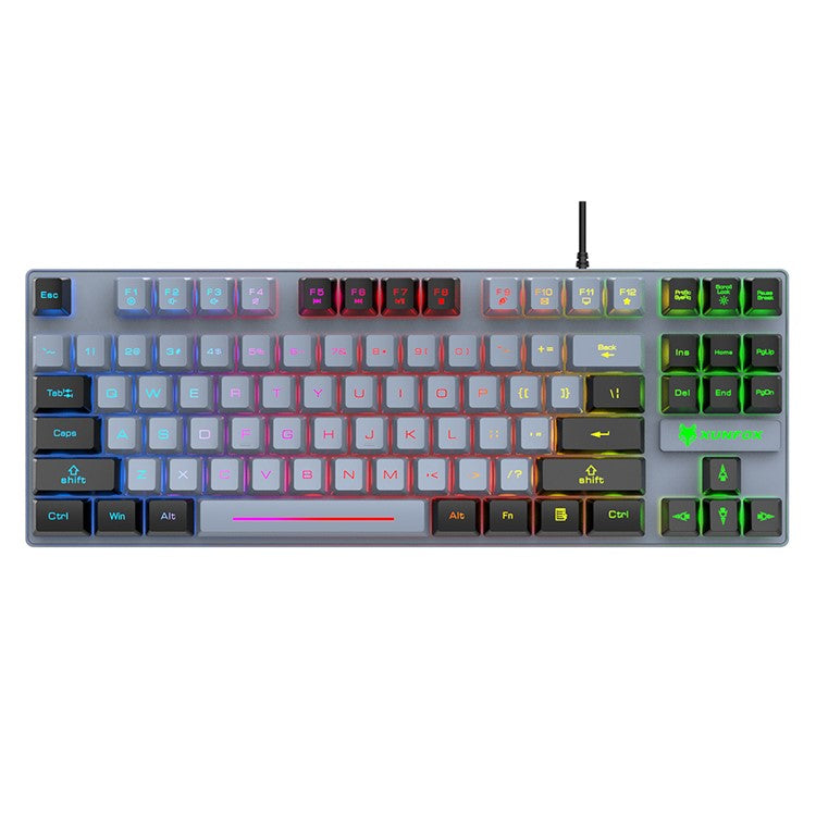 XUNFOX K10 USB Wired Mechanical Hand-Feel Keyboard 87 Keys Gamer Keyboard with Colorful Backlight - Grey / Black